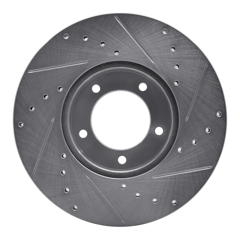 R1 71-97 Jaguar XJ12 Front Left Drilled & Slotted Silver Brake Rotor - Image 3