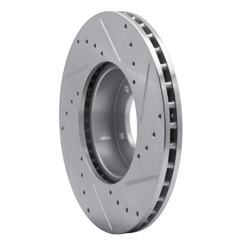 R1 71-97 Jaguar XJ12 Front Left Drilled & Slotted Silver Brake Rotor - Image 4