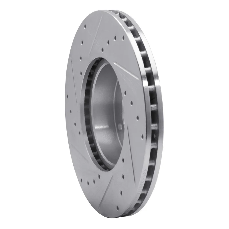 R1 71-97 Jaguar XJS Front Right Drilled & Slotted Silver Brake Rotor - Image 2