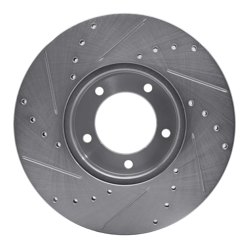 R1 71-97 Jaguar XJS Front Right Drilled & Slotted Silver Brake Rotor - Image 4