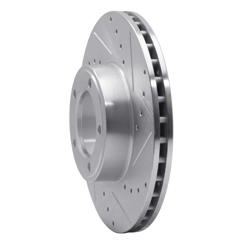 R1 71-97 Jaguar XJS Front Right Drilled & Slotted Silver Brake Rotor - Image 5