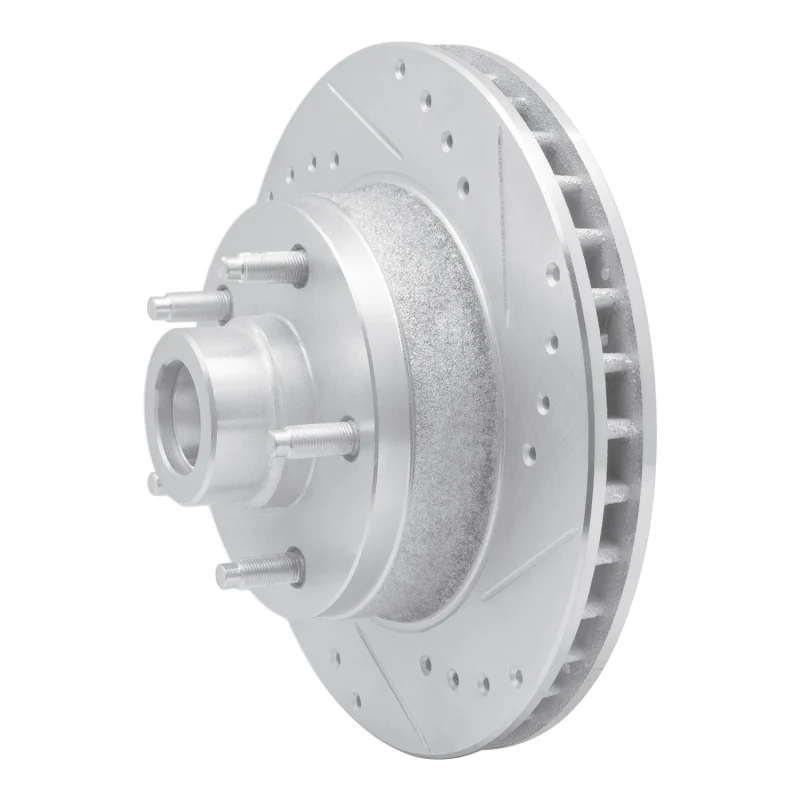 R1 73-73 Ford Galaxie 500 Front Right Drilled & Slotted Silver Brake Rotor - Image 2