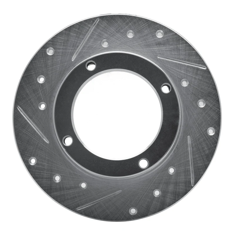 R1 73-79 Honda Civic Hatchback Front Left Drilled & Slotted Silver Brake Rotor