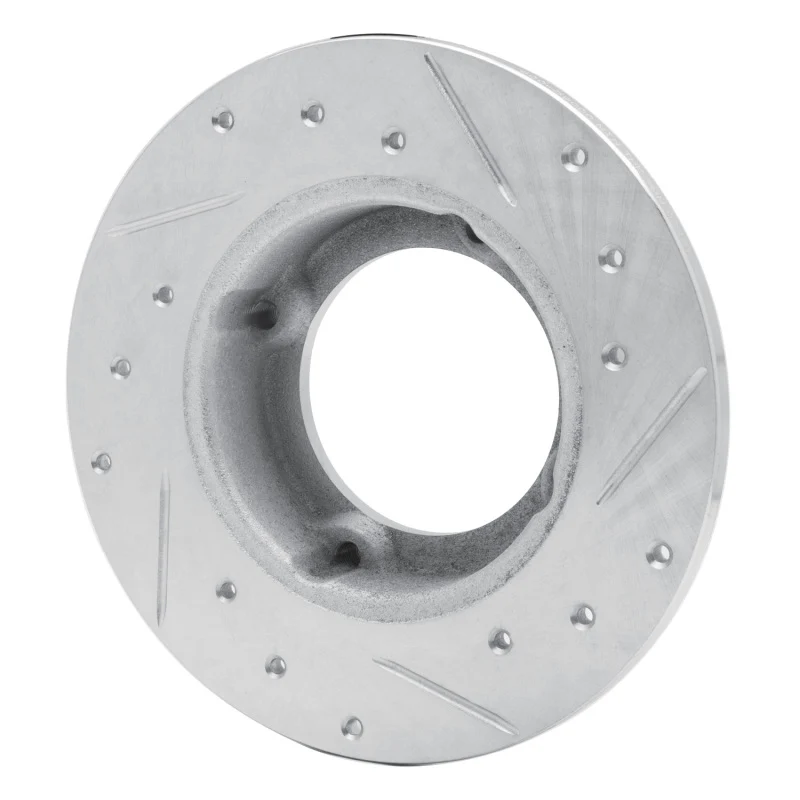 R1 73-79 Honda Civic Hatchback Front Left Drilled & Slotted Silver Brake Rotor - Image 4