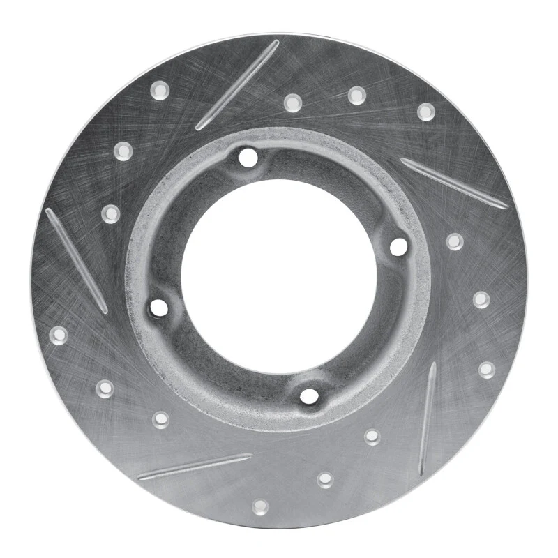 R1 73-79 Honda Civic Wagon Front Right Drilled & Slotted Silver Brake Rotor - Image 2