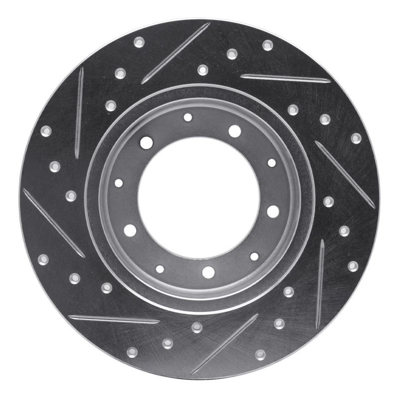 R1 74-16 Land Rover Defender (Mexico) Rear Right Drilled & Slotted Silver Brake Rotor - Image 2