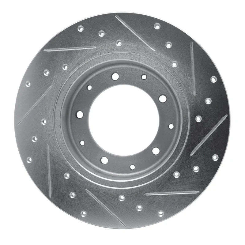 R1 74-16 Land Rover Range Rover Rear Left Drilled & Slotted Silver Brake Rotor - Image 5