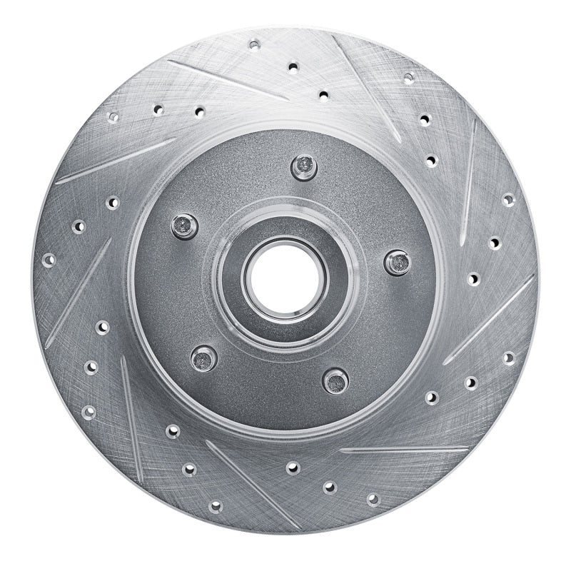 R1 74-79 Ford Custom 500 Front Right Drilled & Slotted Silver Brake Rotor