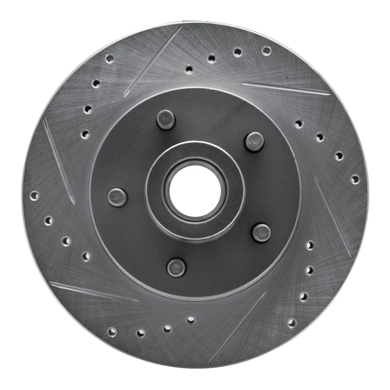 R1 74-79 Ford Gran Torino Front Left Drilled & Slotted Silver Brake Rotor