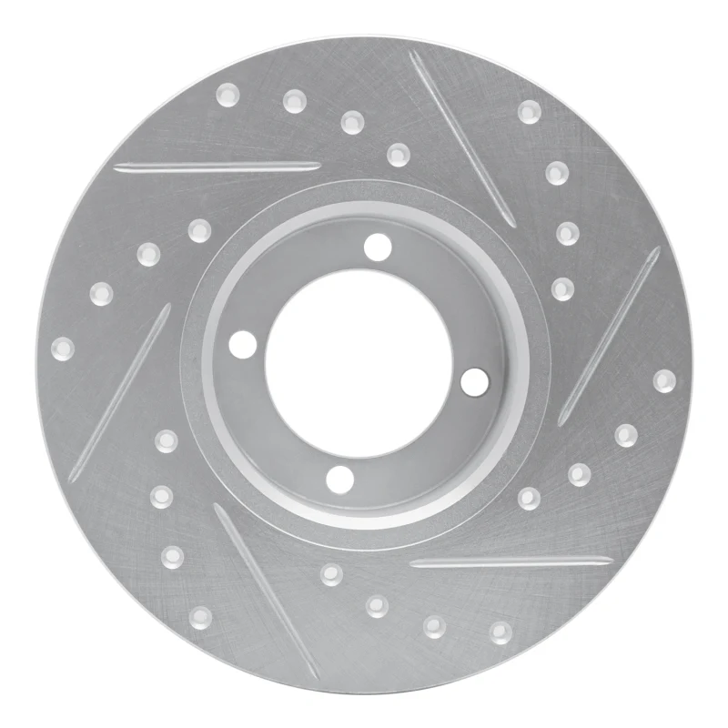 R1 74-79 Lotus Eclat Front Left Drilled & Slotted Silver Brake Rotor - Image 2