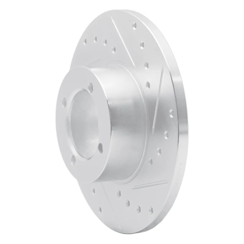 R1 74-79 Lotus Elite Front Right Drilled & Slotted Silver Brake Rotor - Image 4