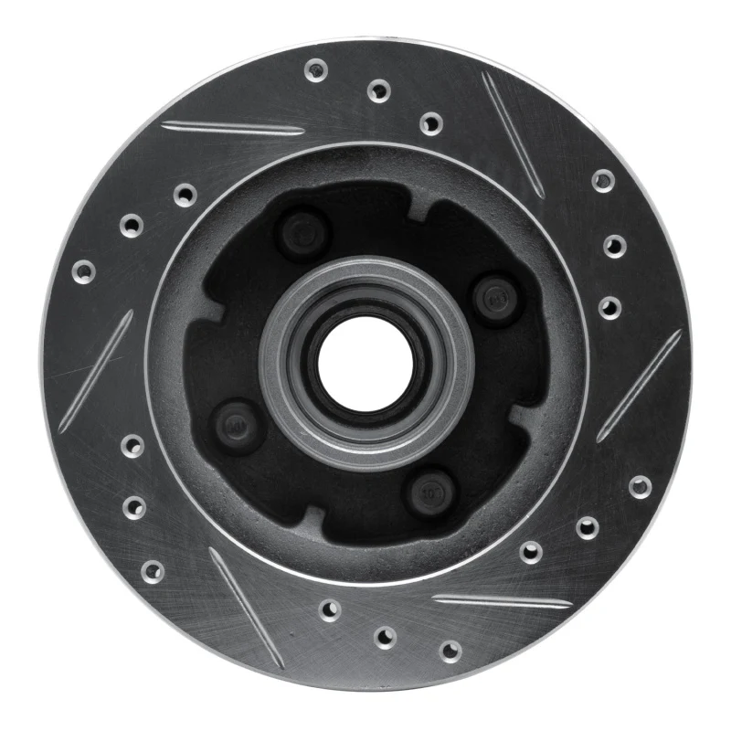 R1 74-80 Ford Mustang II Front Left Drilled & Slotted Silver Brake Rotor - Image 2