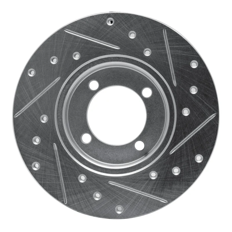 R1 74-87 Dodge COLT Front Left Drilled & Slotted Silver Brake Rotor - Image 2