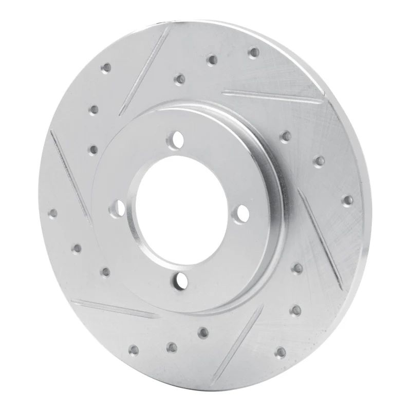 R1 74-87 Dodge COLT Front Left Drilled & Slotted Silver Brake Rotor - Image 4