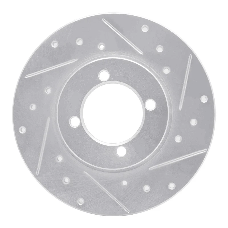 R1 74-87 Dodge COLT Front Right Drilled & Slotted Silver Brake Rotor
