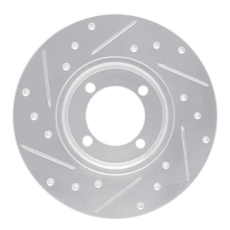 R1 74-87 Dodge COLT Front Right Drilled & Slotted Silver Brake Rotor - Image 2