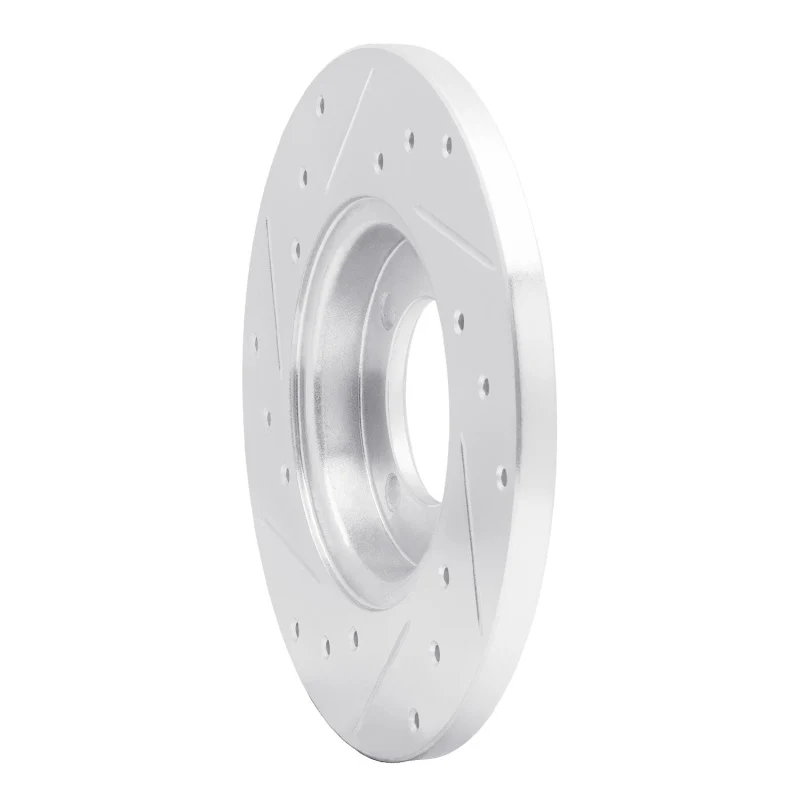 R1 74-87 Dodge COLT Front Right Drilled & Slotted Silver Brake Rotor - Image 3