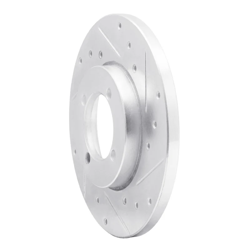 R1 74-87 Dodge COLT Front Right Drilled & Slotted Silver Brake Rotor - Image 4