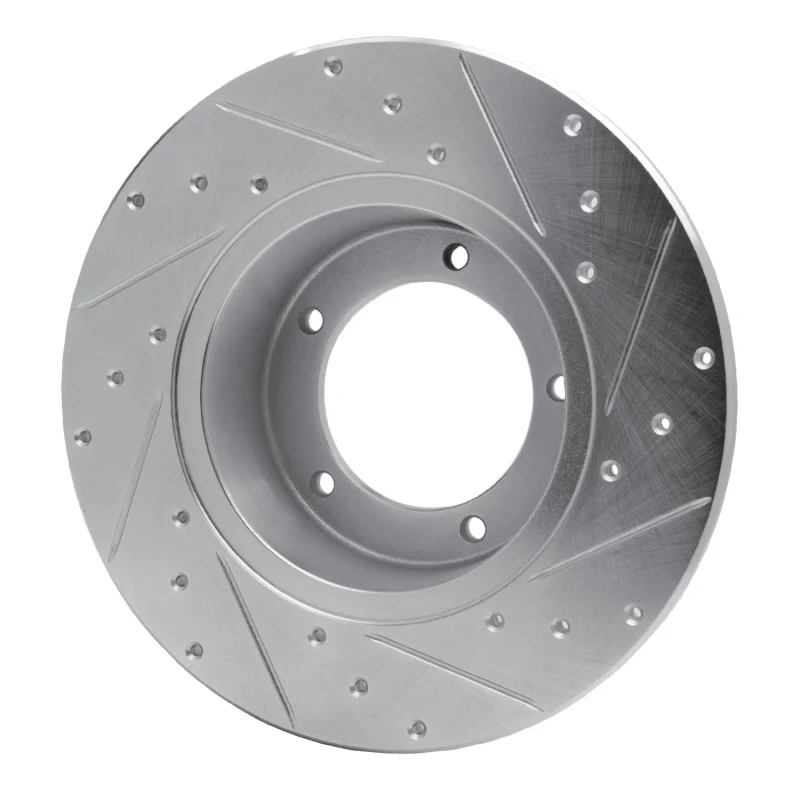 R1 74-99 Land Rover Discovery Front Left Drilled & Slotted Silver Brake Rotor - Image 5