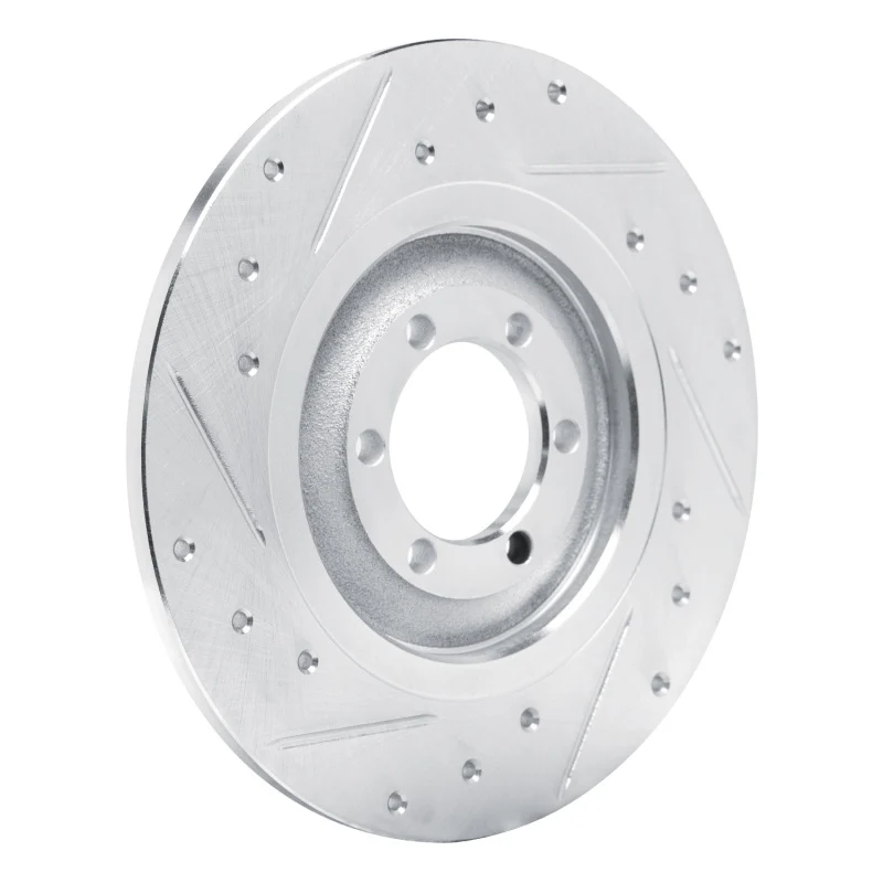R1 75-79 Alfa Romeo Sport Rear Left Drilled & Slotted Silver Brake Rotor - Image 2