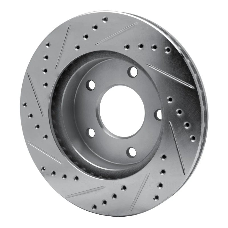 R1 75-79 Ford LTD Right Rear Drilled & Slotted Silver Brake Rotor - Image 2