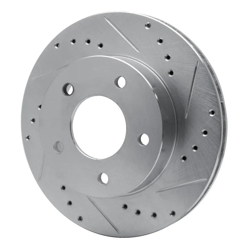 R1 75-79 Ford Thunderbird Left Rear Drilled & Slotted Silver Brake Rotor - Image 4