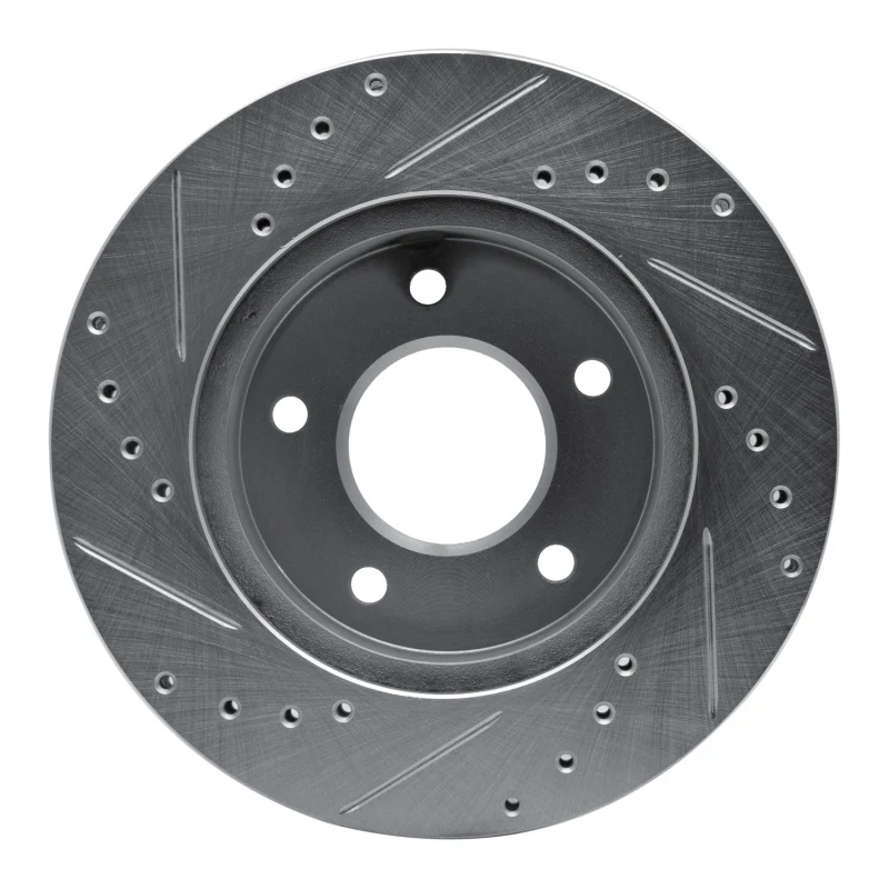 R1 75-79 Ford Thunderbird Left Rear Drilled & Slotted Silver Brake Rotor - Image 5