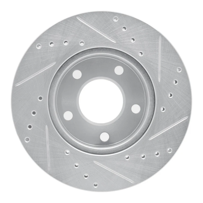 R1 75-80 Ford Granada Left Rear Drilled & Slotted Silver Brake Rotor - Image 2