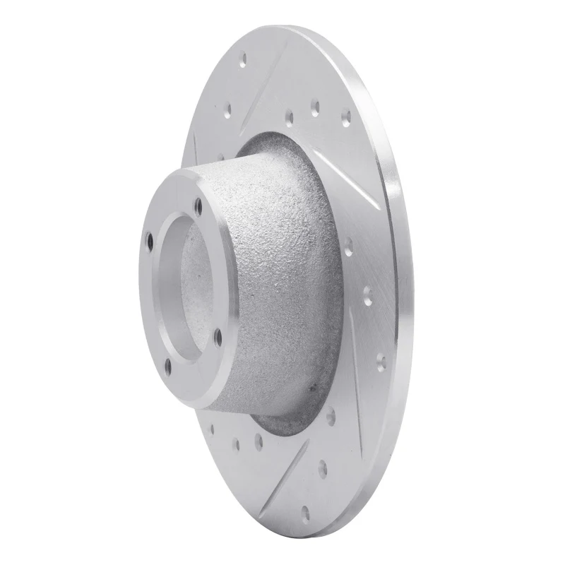 R1 75-80 Triumph TR7 Front Left Drilled & Slotted Silver Brake Rotor - Image 2
