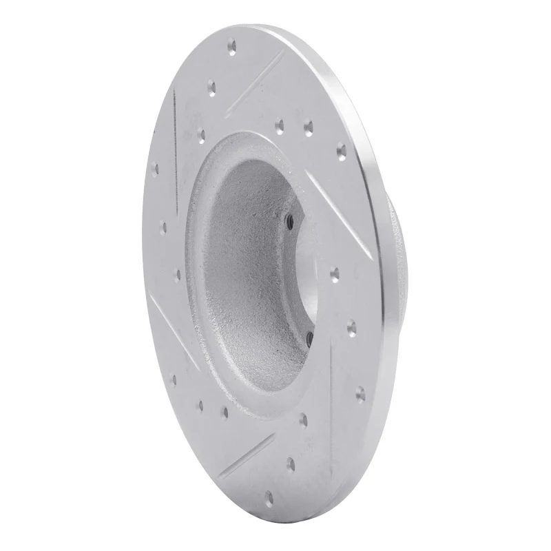 R1 75-80 Triumph TR7 Front Right Drilled & Slotted Silver Brake Rotor - Image 2