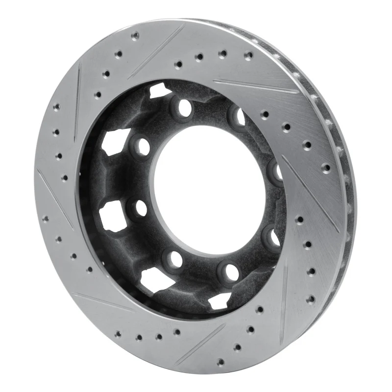 R1 75-93 Dodge W200 Front Right Drilled & Slotted Silver Brake Rotor - Image 2