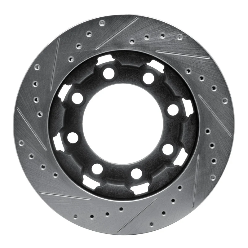 R1 75-93 Dodge W200 Front Right Drilled & Slotted Silver Brake Rotor - Image 4