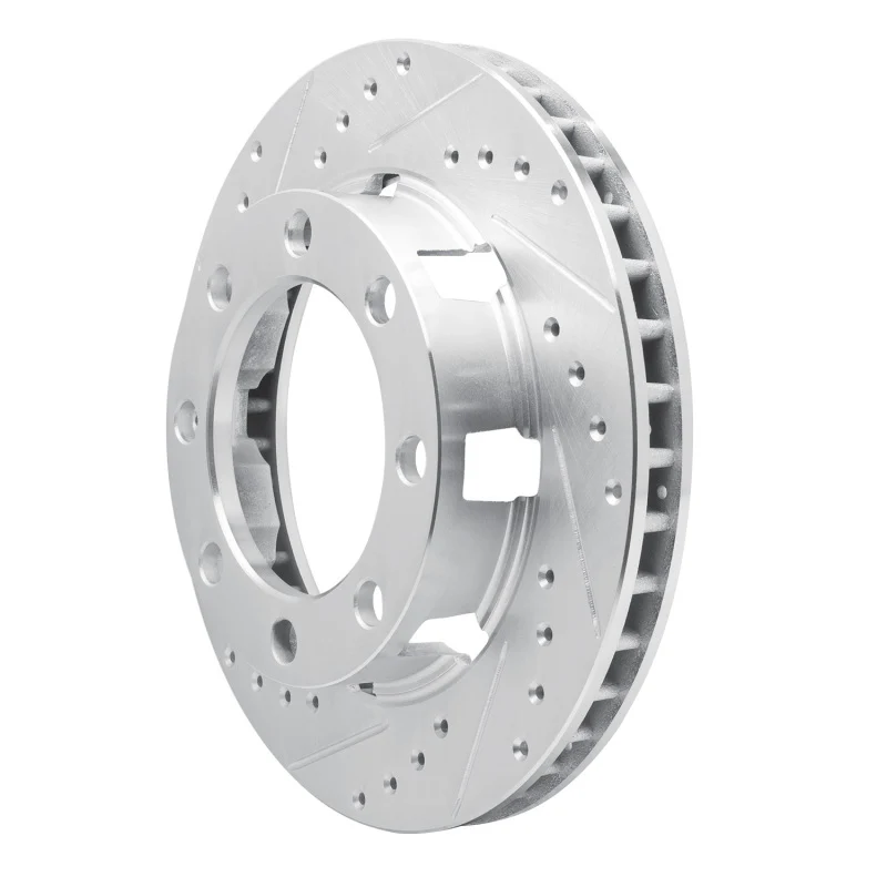 R1 75-93 Dodge W300 Front Left Drilled & Slotted Silver Brake Rotor - Image 3