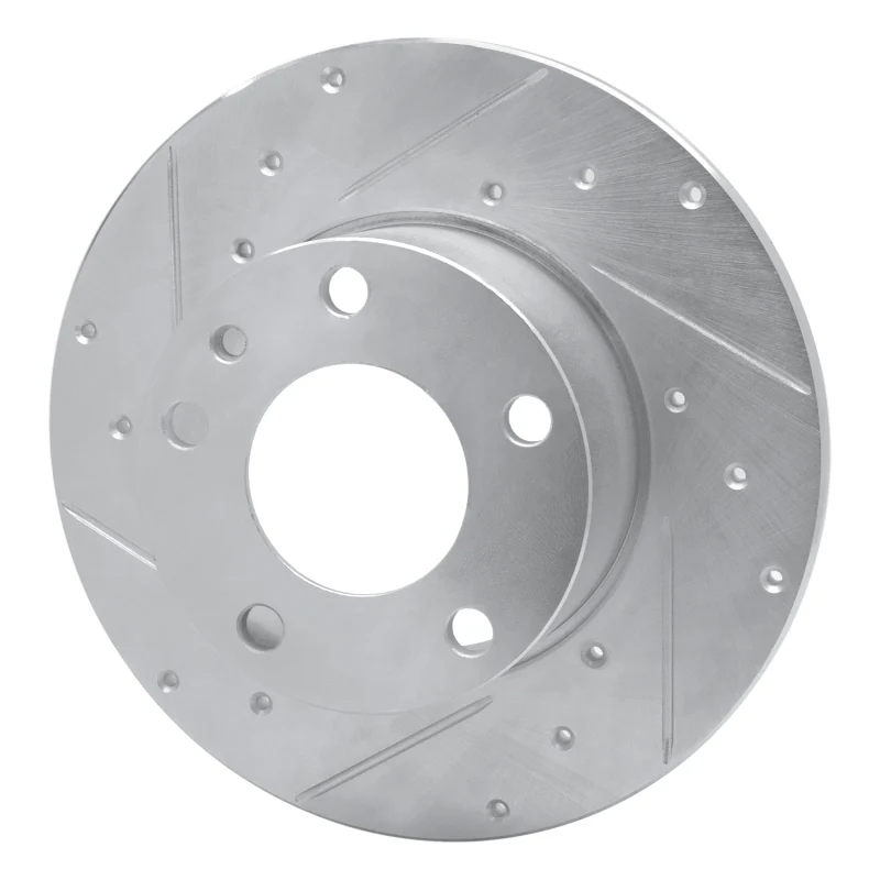 R1 76-76 BMW 530I Front Left Drilled & Slotted Silver Brake Rotor - Image 2