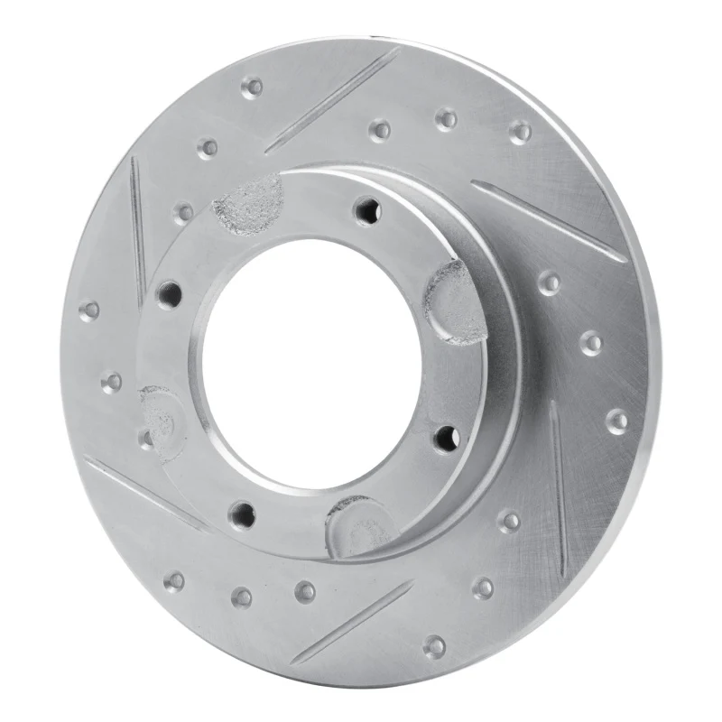R1 76-81 Honda Accord Hatchback Front Left Drilled & Slotted Silver Brake Rotor - Image 3