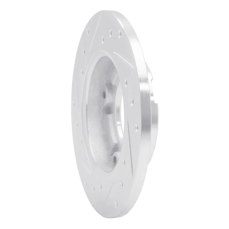 R1 76-81 Honda Accord Hatchback Front Right Drilled & Slotted Silver Brake Rotor - Image 4