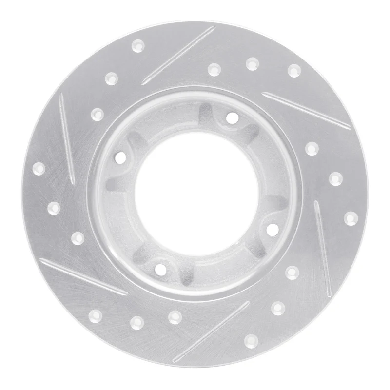 R1 76-81 Honda Accord Hatchback Front Right Drilled & Slotted Silver Brake Rotor - Image 5
