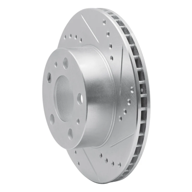 R1 76-93 Volvo 242 Front Right Drilled & Slotted Silver Brake Rotor - Image 5