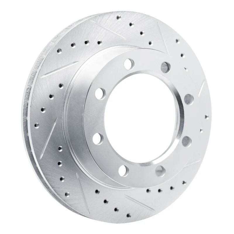 R1 77-79 Ford F-350 4WD (Excl Super Duty) Front Right Drilled & Slotted Silver Brake Rotor - Image 2