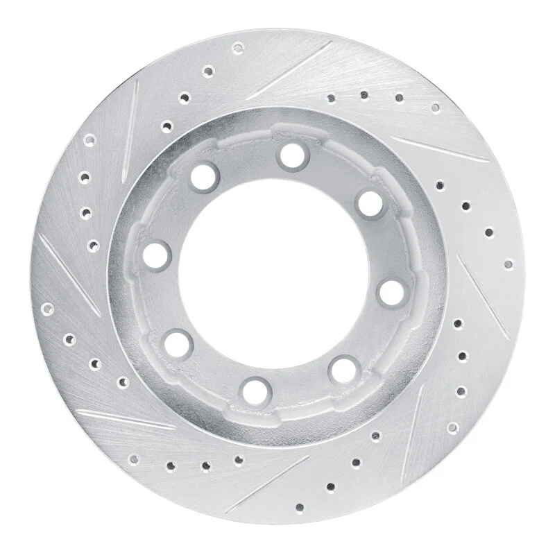 R1 77-79 Ford F-350 4WD (Excl Super Duty) Front Right Drilled & Slotted Silver Brake Rotor - Image 3