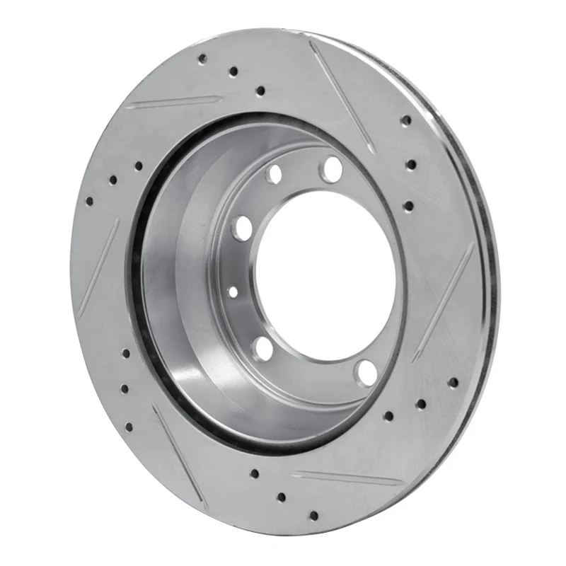 R1 77-88 Porsche 928 Rear Left Drilled & Slotted Silver Brake Rotor - Image 2