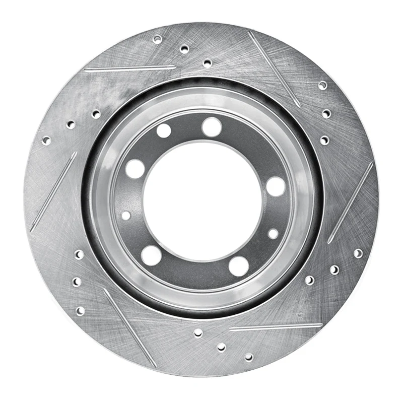 R1 77-88 Porsche 928 Rear Left Drilled & Slotted Silver Brake Rotor - Image 3