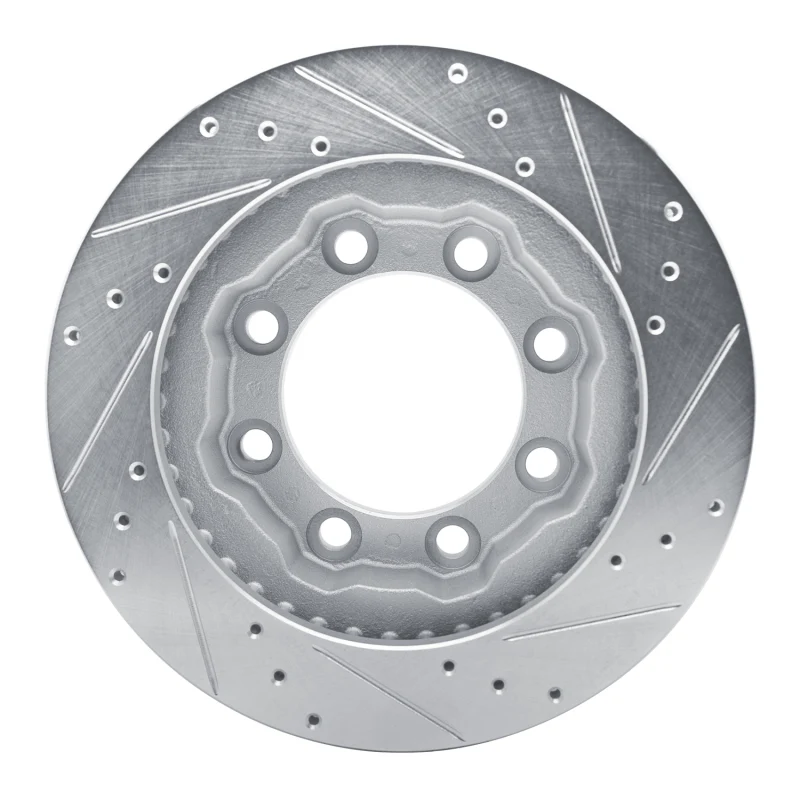 R1 77-93 Chevrolet K30 Front Left Drilled & Slotted Silver Brake Rotor - Image 5