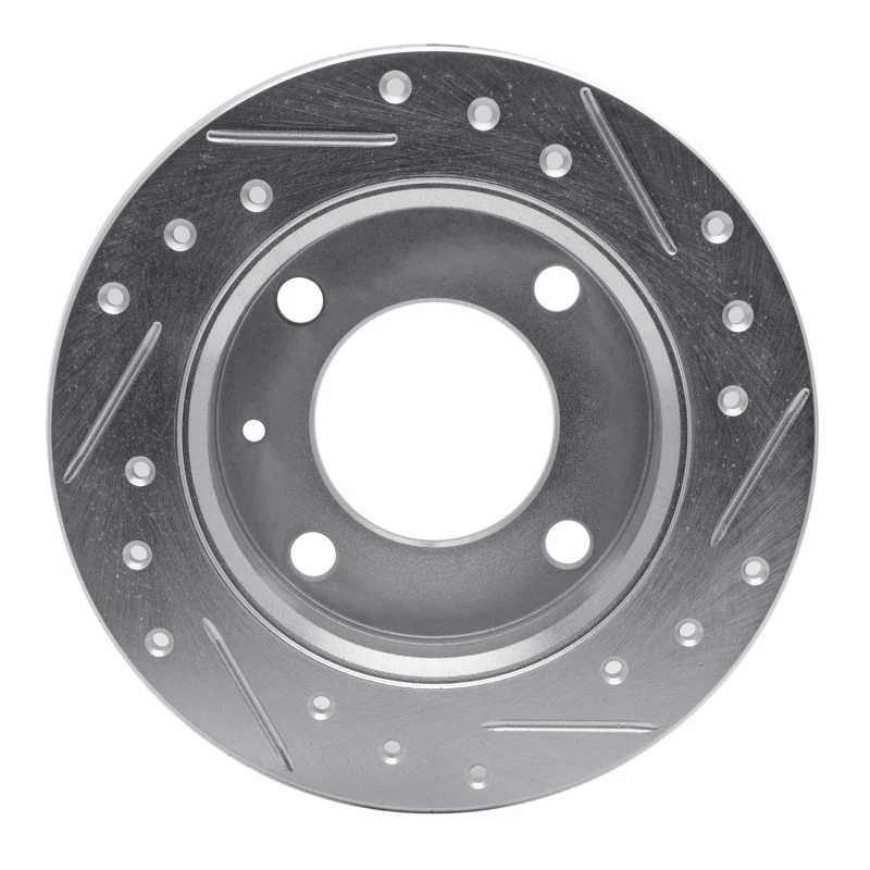 R1 78-80 Ford Fiesta (USA/Canada) Front Left Drilled & Slotted Silver Brake Rotor - Image 2