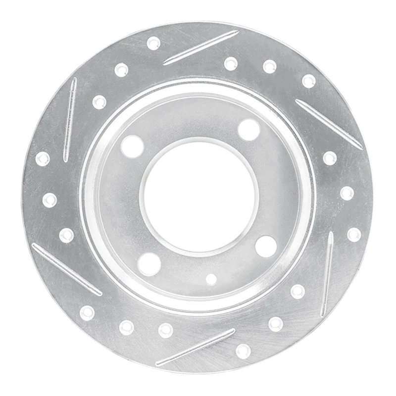 R1 78-80 Ford Fiesta (USA/Canada) Front Right Drilled & Slotted Silver Brake Rotor - Image 3