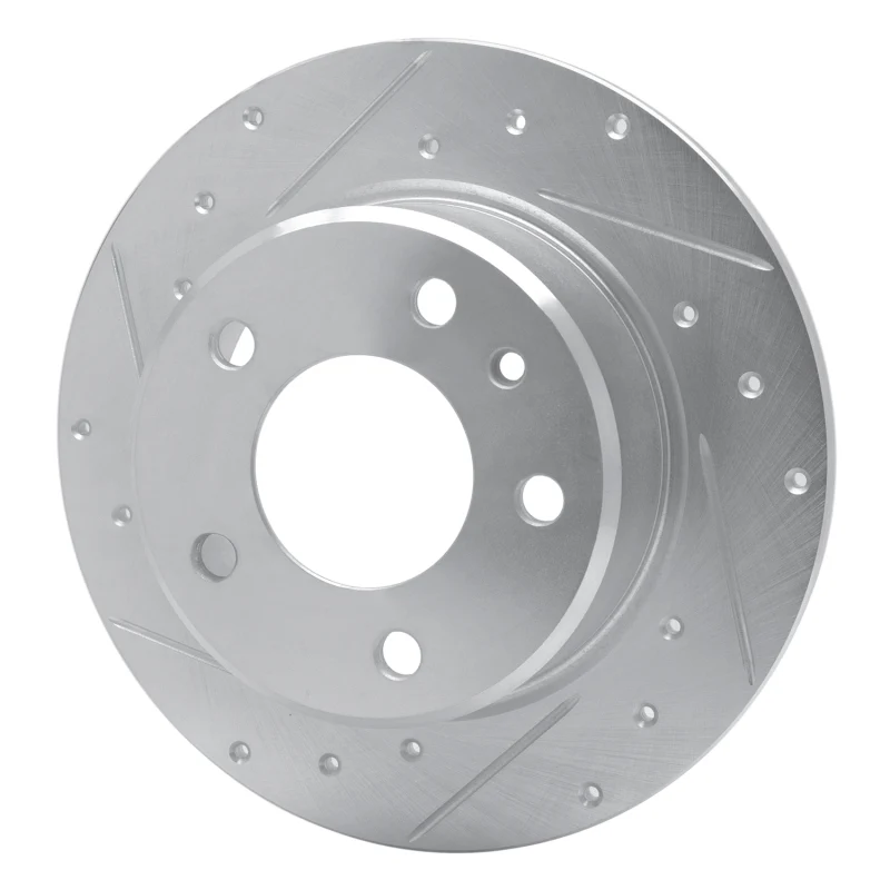 R1 78-81 BMW 733I Rear Left Drilled & Slotted Silver Brake Rotor - Image 3
