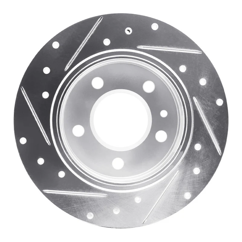 R1 78-81 BMW 733I Rear Right Drilled & Slotted Silver Brake Rotor - Image 2