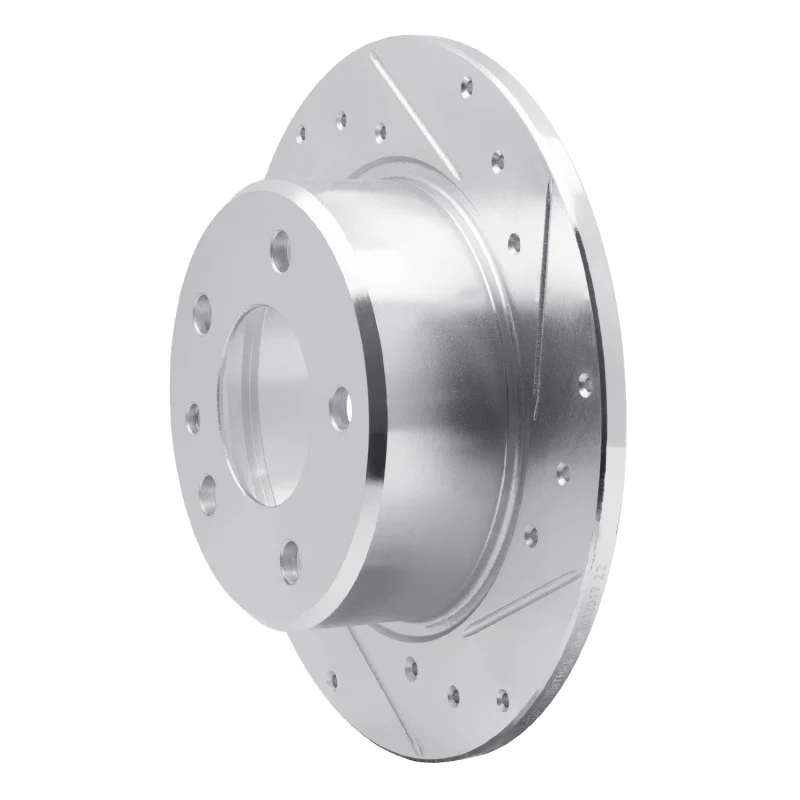 R1 78-81 BMW 733I Rear Right Drilled & Slotted Silver Brake Rotor - Image 5