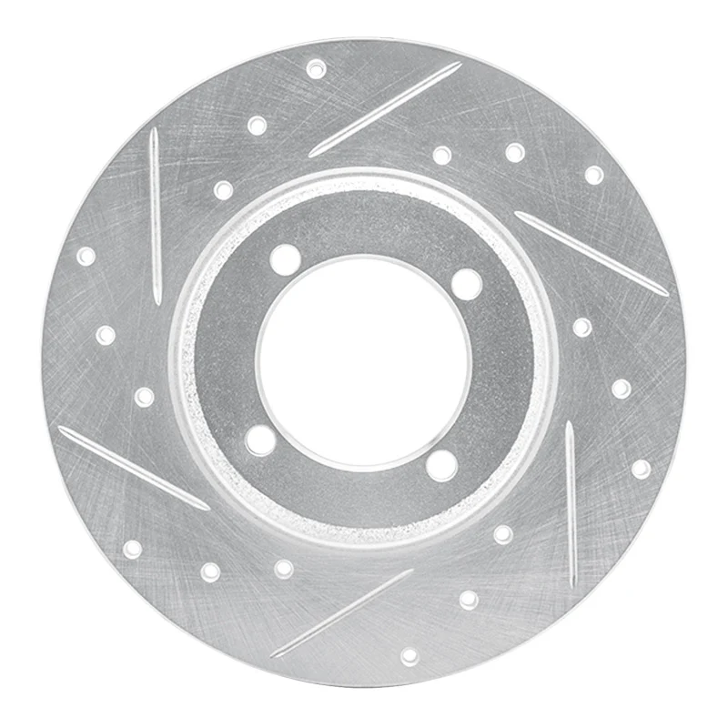R1 78-83 Dodge COLT Front Left Drilled & Slotted Silver Brake Rotor