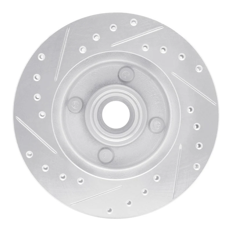 R1 78-93 Ford Granada Front Right Drilled & Slotted Silver Brake Rotor - Image 5